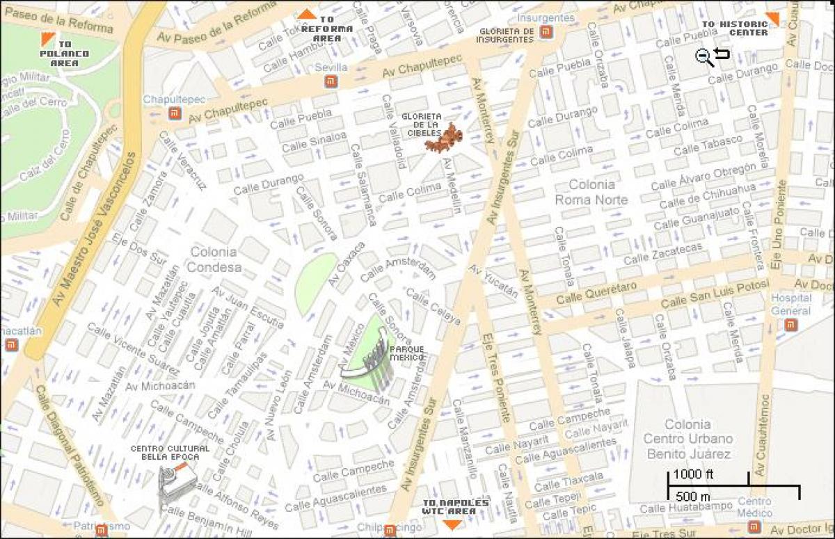 zemljevid condesa Mexico City