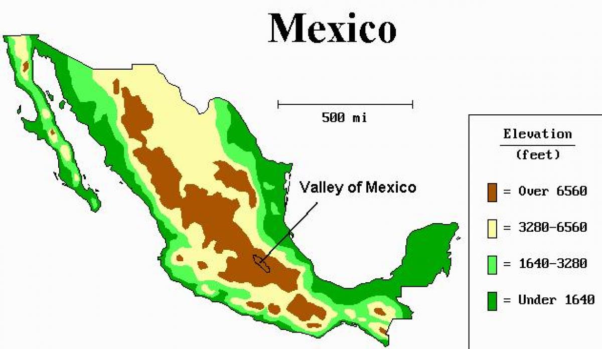 zemljevid dolini Mehika