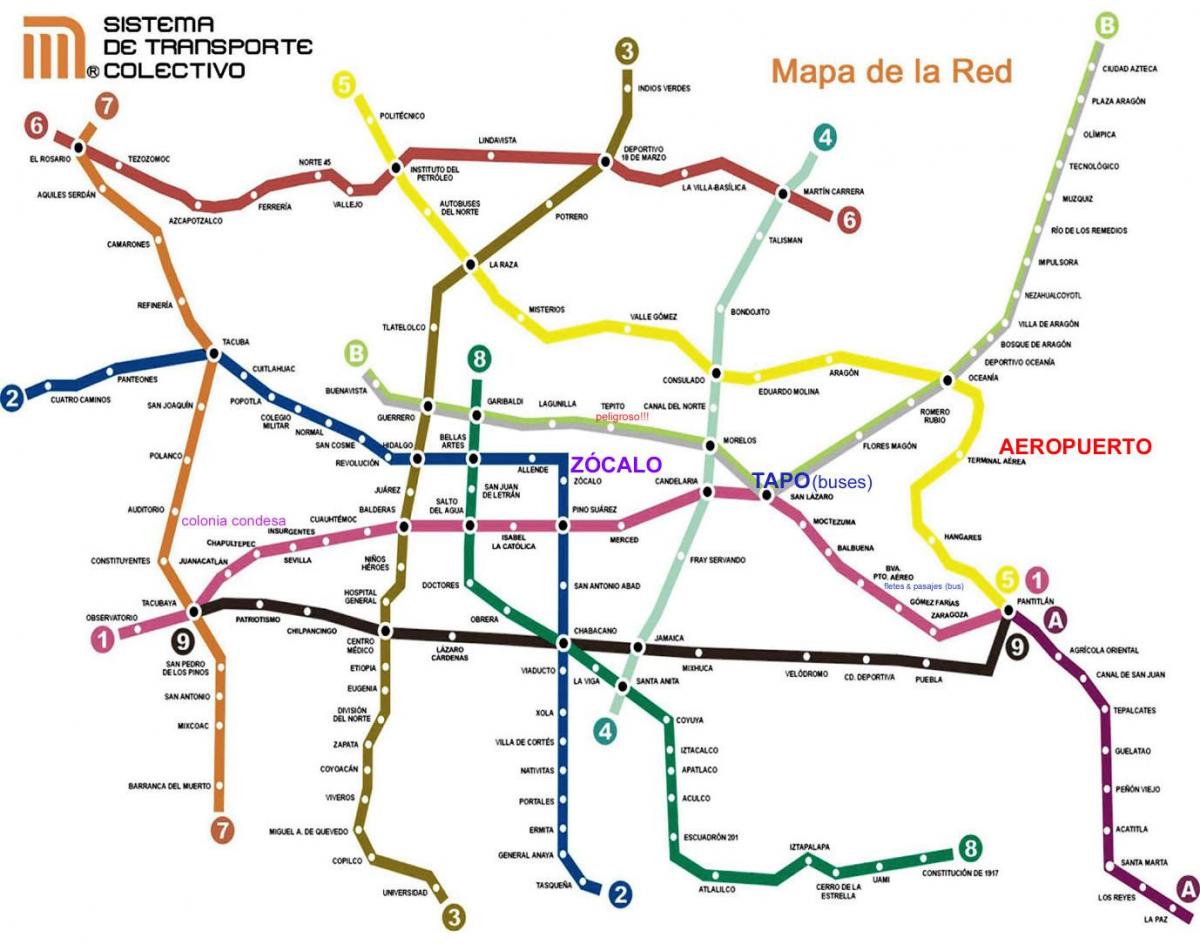 Mexico City vlak zemljevid
