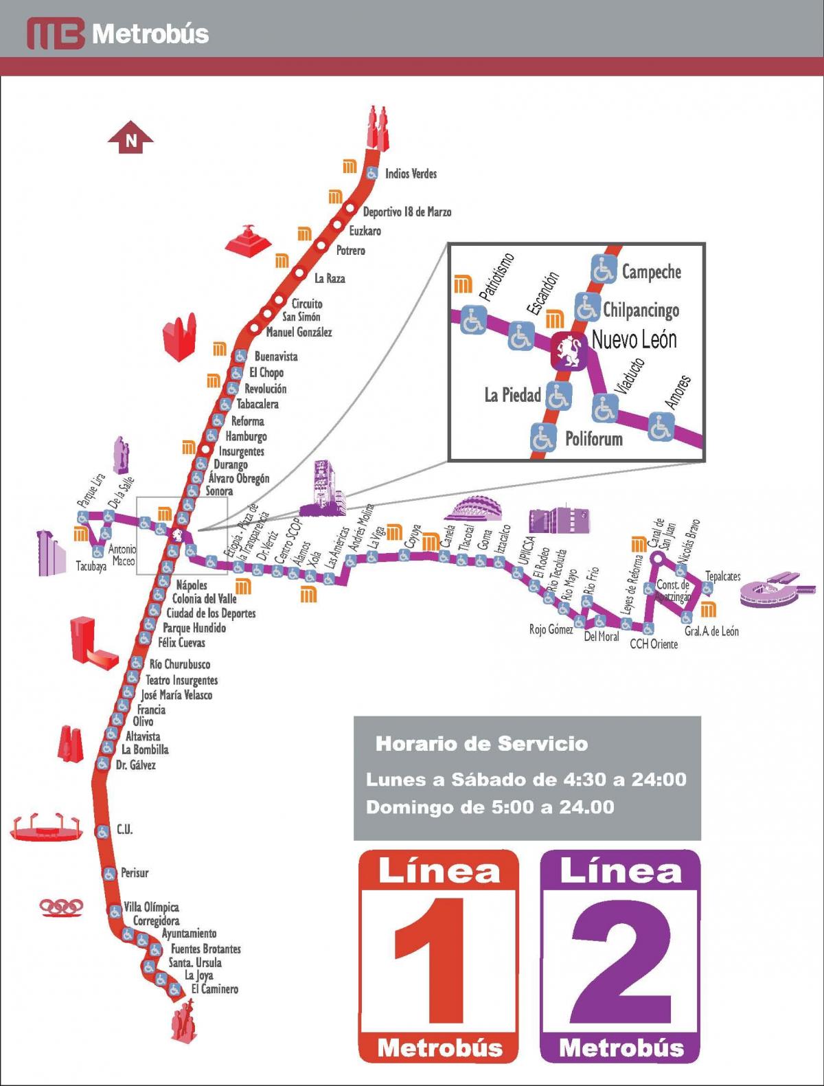 zemljevid metrobus Mexico City