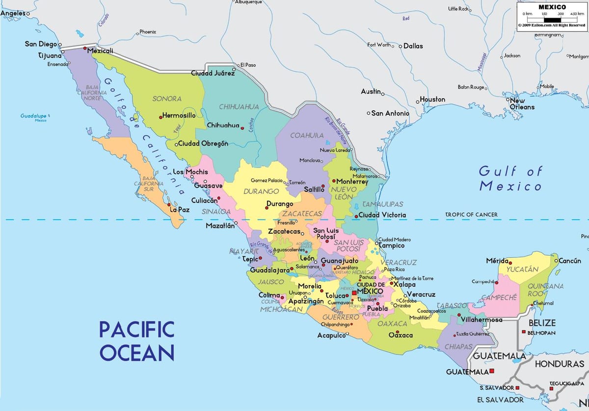 zemljevid Mexico City članica