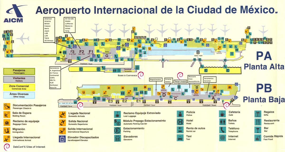 Mednarodno letališče Mexico City zemljevid