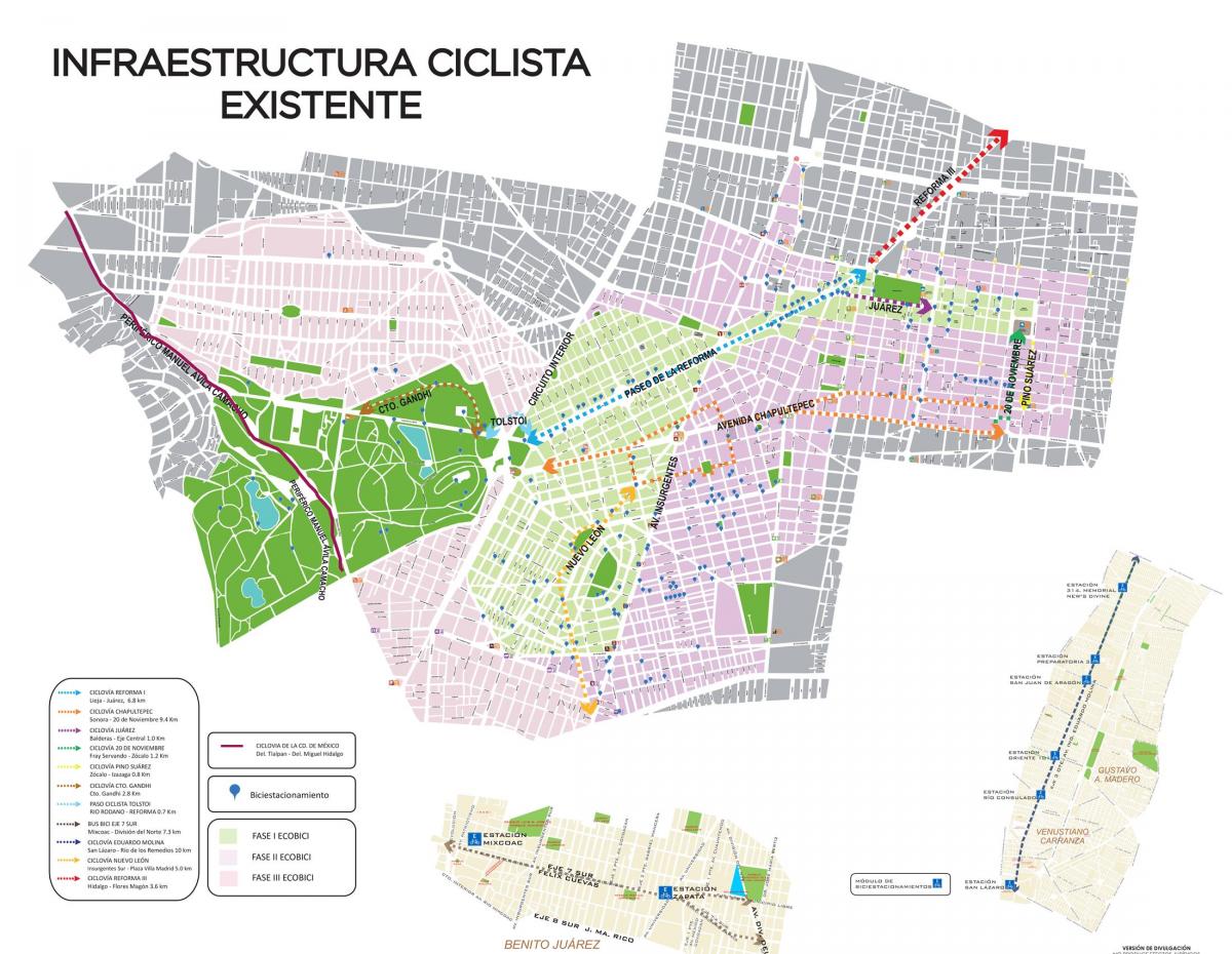 zemljevid Mexico City bike