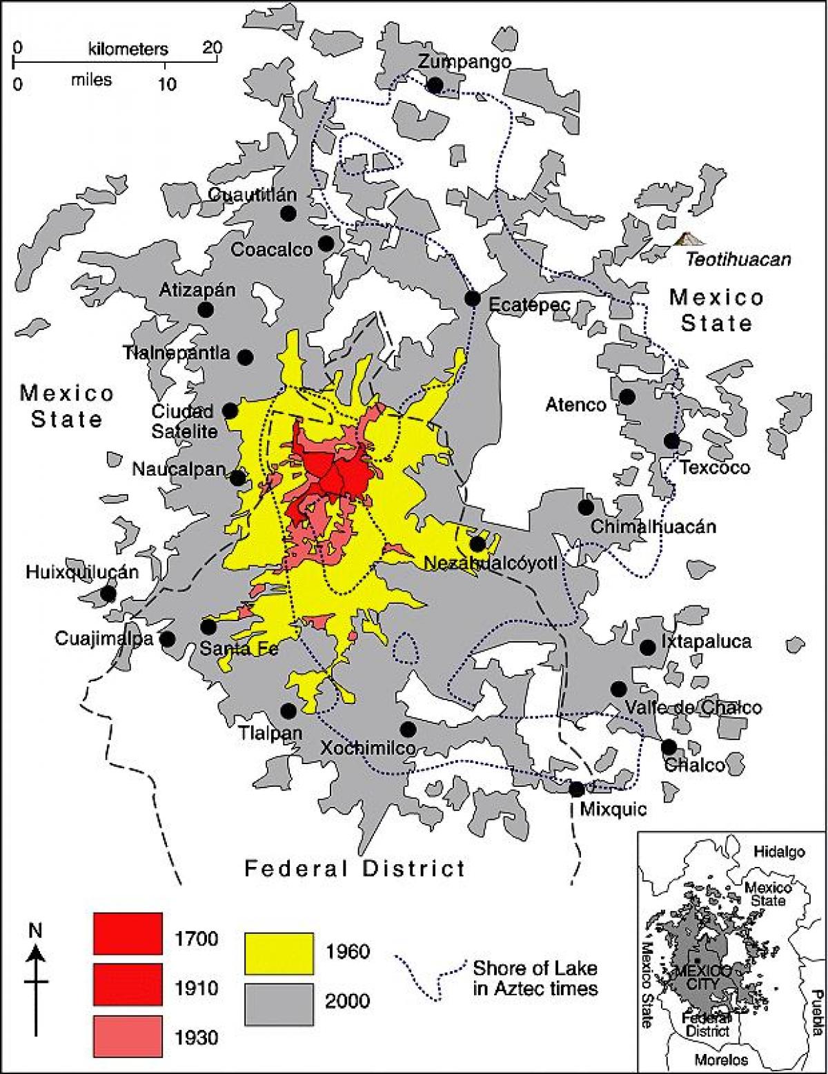 zemljevid Mexico City okrožno