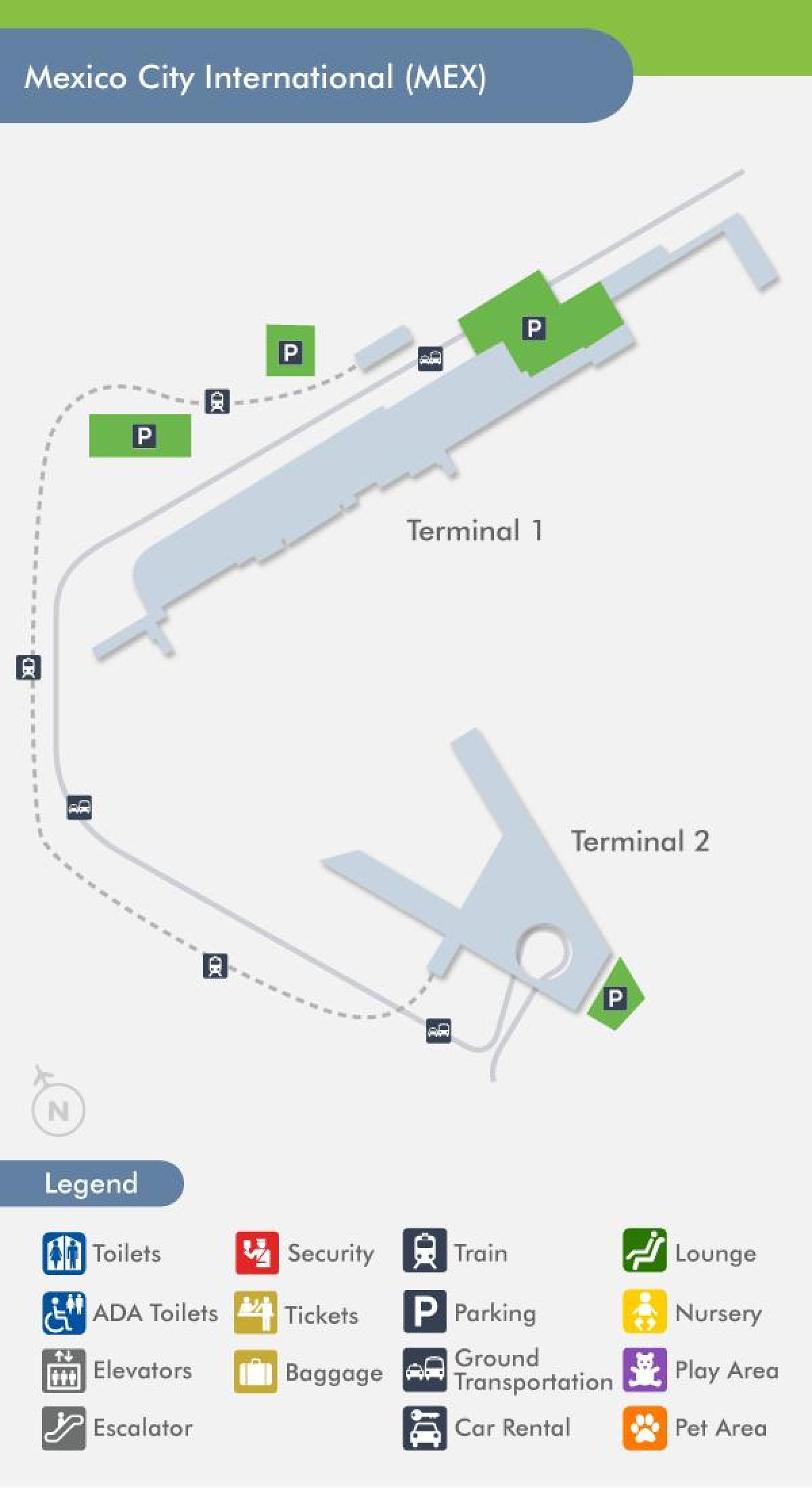 Mexico City airport terminal zemljevid