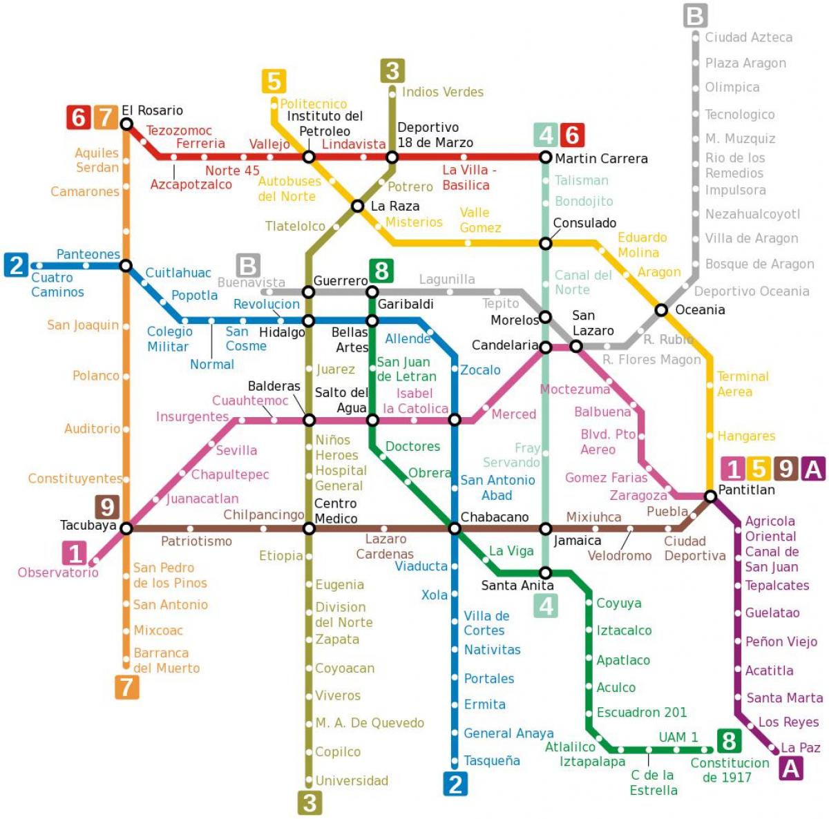 Mexico City podzemnih zemljevid