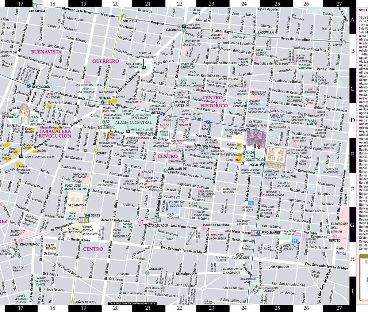zemljevid streetwise Mexico City