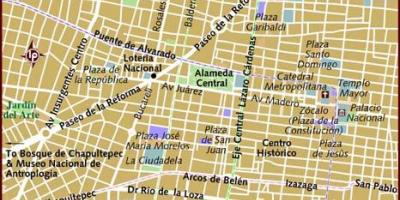 Centro historico Mexico City zemljevid