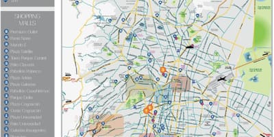 Zemljevid Mexico City turističnih znamenitosti.