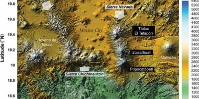 Zemljevid Mexico City nadmorske višine