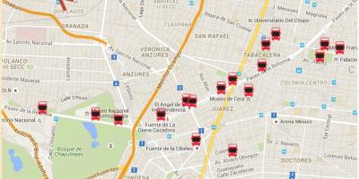 Turibus Mexico City poti zemljevid